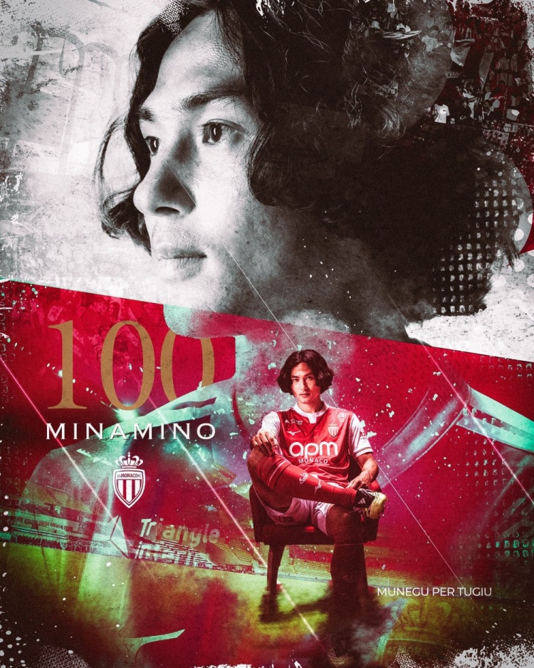 百家乐APP-南野拓实代表摩纳哥出战100场成就达成，摩纳哥官媒晒海报纪念